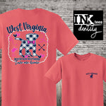 West Virginia Mountain Southern Puppy Dog Print. Southern Style Tee